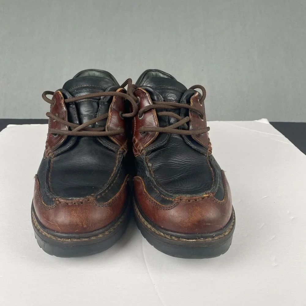 Johnston & Murphy Boat Loafer‎ Shoes Men's 9 M Brown black Leather 3 Eye Lug Moc